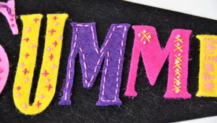 Embroider each of the Summer letters using a