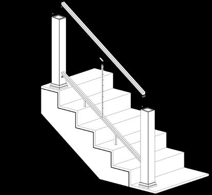 Installing Evolutions Rail Contemporary Stairs 7 ATTACH BASE PLATE TO INTERMEDIATE BALUSTERS Set the bottom Universal Rail in place and allow the rail to rest on its Foot Blocks.