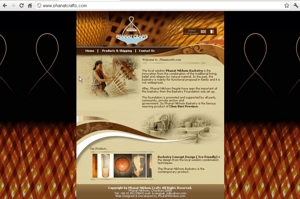 Figure 5 Home page of www. phanatcrafts.com with 2 languages, English and French Sourced by : www.phanatcrafts.com, access on 19th September 2011 Figure 6 Phanat Nikhom Basketry Product List Sourced by : www.