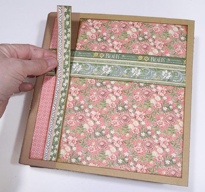 Directions: 1. Adhere a 6 x 8 piece of Field of Flowers to album cover flush with fabric spine s edge.