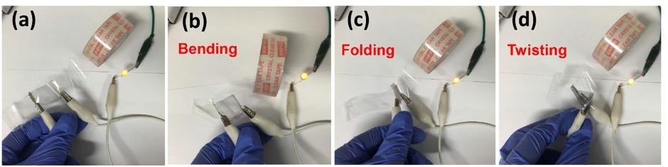 Fig. S16. Growth of nanorime mesh conductor on transparent scotch tape.