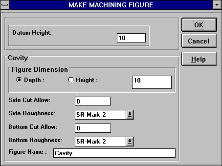4. PARTS FIGURE/MACHINING FIGURE PREPARATION B-62824EN-1/01 4.5.3. Cave machining figure [Datum Height] Specify the height of the datum plane for creating a machining figure.