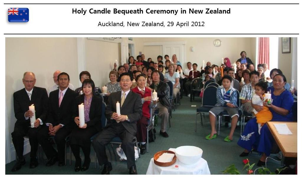Last April 29, 2012 the New Zealand Family was so blessed to participate in the ceremony to bequeath the Heavenly Candles for the establishment of the Heavenly Kingdom.