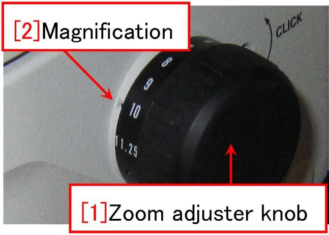 10 APPENDIX B. USAGE OF THE MICROSCOPE Figure B.6: Zoom adjuster knob. Figure B.9: (a) Bright field image, (b) dark field image, (c) intermidiate image.