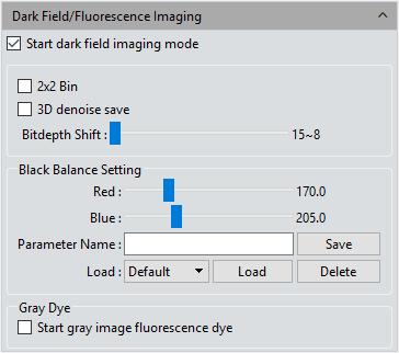 Capture Dark Field/Fluorescence Imaging User can adjust the black balance parameters of the live image according to his actual working conditions or requirements to achieve better image quality.