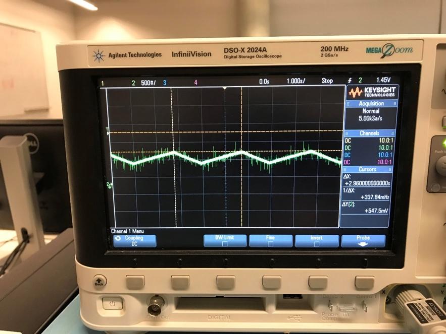 2. Minimum/Maximum Rate The rate of which the LFO could operate was measured using a sine wave input and the oscilloscope to view the oscillating output.