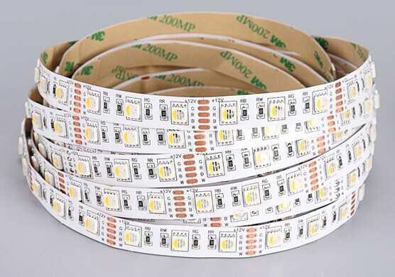300pcs 4in1 RGBW LED 6LED per 4'' can be cut for 24V version; 3LED per 2'' can be cut for 12V version 12V/24 DC 19.5Watt/Meter Size(W*H/mm) 12*2.