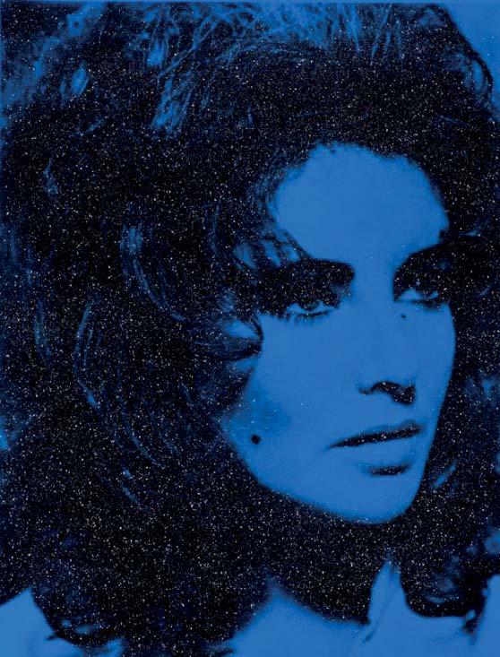 RUSSELL YOUNG Liz Taylor - Mediterranean Blue & Black 2011 Acrylic paint,
