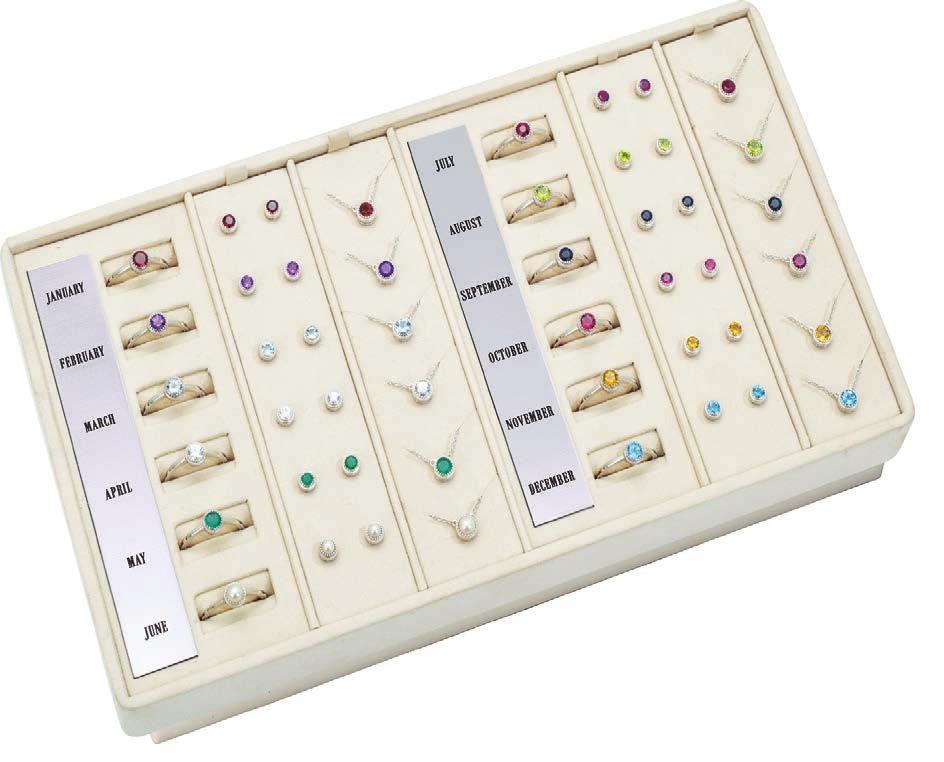 14K WHITE BEZEL-SET BIRTHSTONE SELLING SOLUTION Get ready to sell year-round with this live selling system.