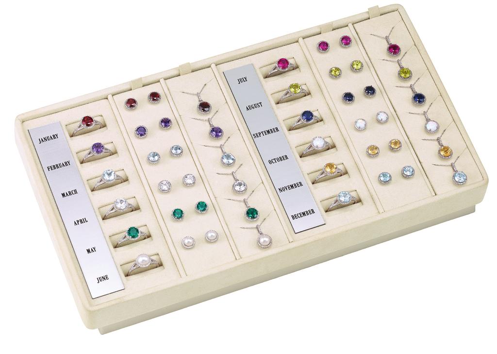 A mix of genuine and lab-created gemstone centers.