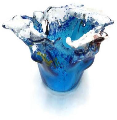Ocean Splash Vase Small Item#1005 Large Item #1006 Another original piece and best seller at several stores. Although small in size this art glass vase is big in impact.