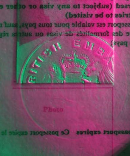 6) Figure 6 Viewing the obverse of the photograph and embossed stamp using the Righthand IR side light Figure 7 Selecting Image Mode Figure 8