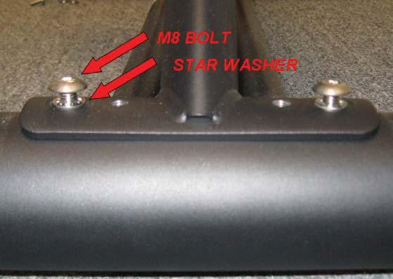 Attach the top four M8 fasteners with star washers. Install most of the way, do not tighten.