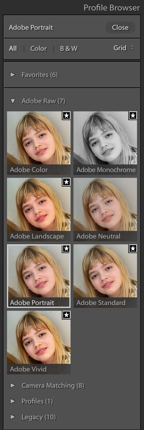 The new Adobe Portrait profile has been designed to improve the appearance of portrait images (Figure 7).