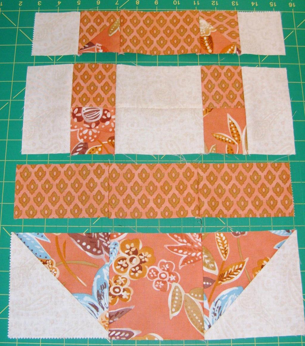 Block Piecing Layout Use a design wall or your cutting area to lay out your pieces.