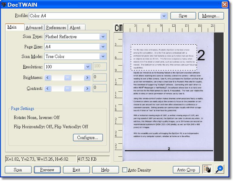 4. Adjust the scanning settings. 5. Click the Preview button. The scanned image should appear in the Preview Window.