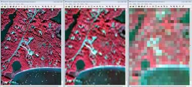 Spatial Resolution of Satellites 空間解像度 Images where only large features are visible are said to have coarse or low resolution.