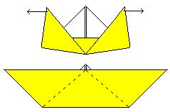 15) Continue pulling the points out until the boat is formed.