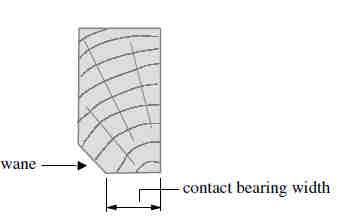 Solid Rectangular Beams The actual bearing area is the net area of the contact surface and allowance must be made for any reduction in the width of bearing due to wane, as shown in