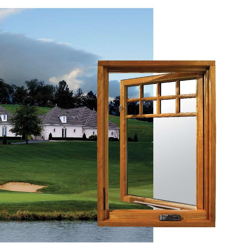 Casement windows For top-to-bottom unobstructed views and wide-open