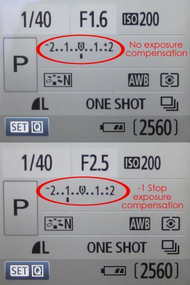 ADJUSTING EXPOSURE IN THE CAMERA USING EXPOSURE COMPENSATION When you discover your image is over- or underexposed, a correction can be made to shift exposure for the next image by changing the
