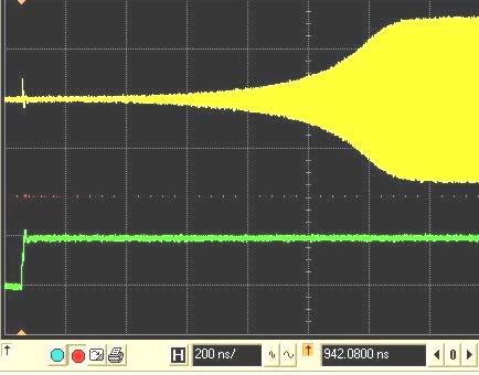 FBAR Oscillator Rm ~ 1 ohm gm ~ 7.8 ms used (3X) $ g m1 2! 1 g # C C m2 2 Vdd M 2 R b C1=C2=.