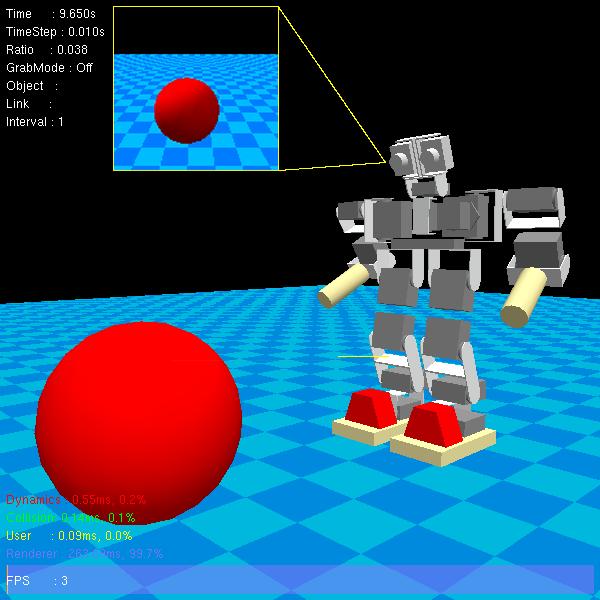 (B) Color extraction (A) Robot/View simulator (C) Depth (D) Optical Flow generation Figure 3: Simulation environment for vision based behavior Onbody Microprocessor for servo control.