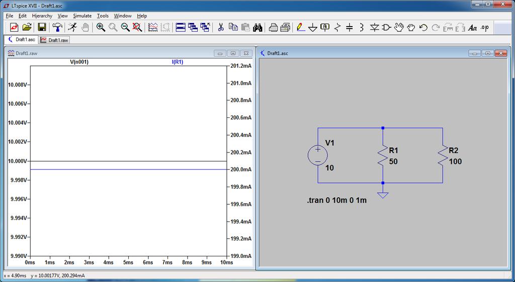 Step 8: View the output 1) Left click to activate (bring front) the schematic panel.