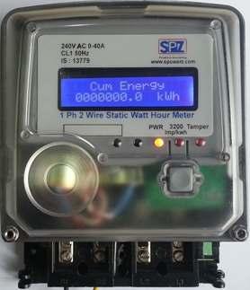 Technical Specifications of Single Phase AC Static Utility Meter (SPUX101) 240VAC, (10-60)A, Class 1.