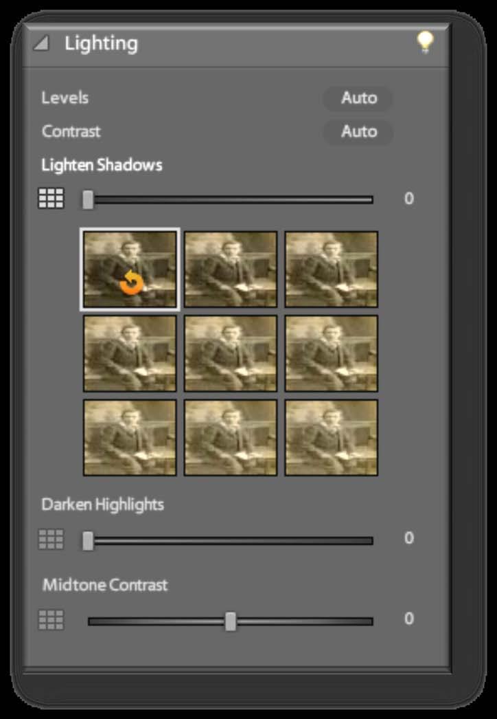 Quick Fix Preview Lighting: Lighten Shadows Drag the slider to lighten the darkest