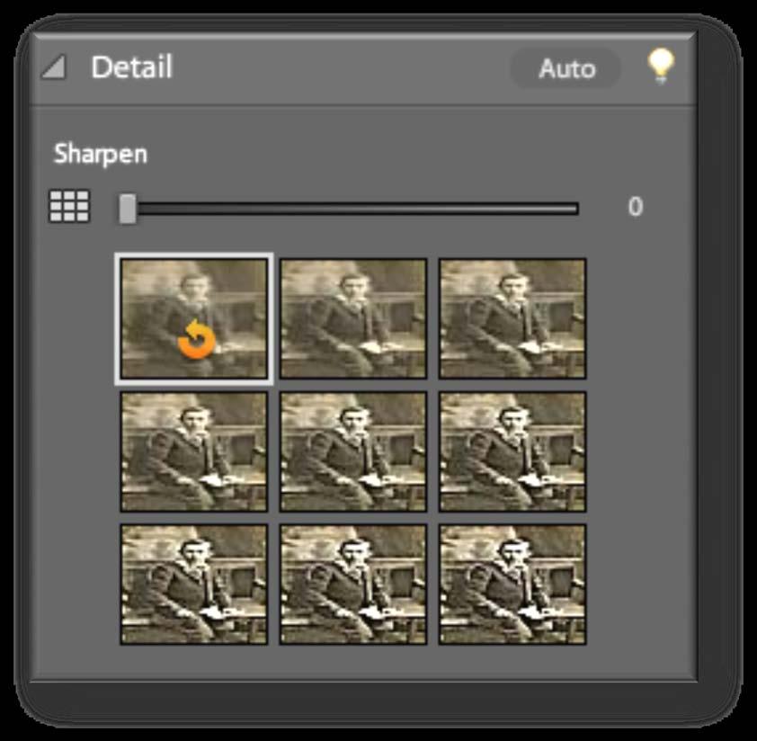 Quick Fix Preview Detail: Sharpen Drag the slider to vary the amount of sharpening Zoom your