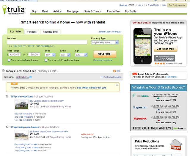 Trulia is a Real Estate search engine and resource tool Buyers are using more and more.