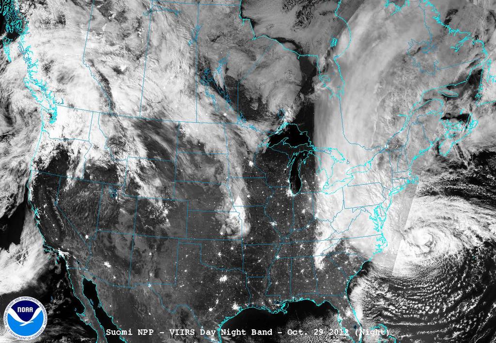 Suomi NPP VIIRS and OMPS As Hurricane Sandy made an historic landfall on the New Jersey coast during the night on Oct.