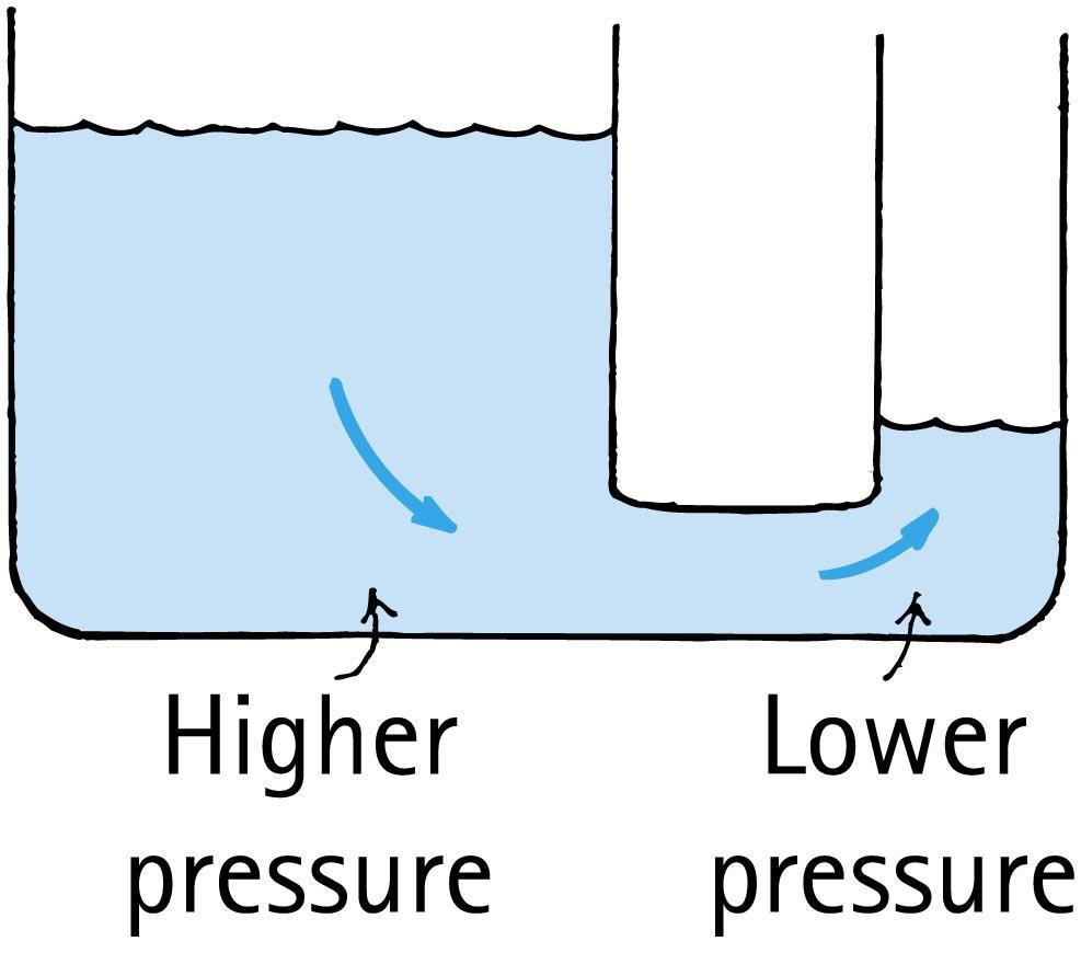 Flow of Charge Water flows from high pressure to low