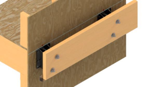 STEP 5: Bolt ledger board to brackets and wall, keeping the head of the bolt and