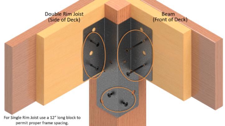 (For 2x10 s cut notch to 9 ) STEP 5: Drill using each bolt hole in bracket as