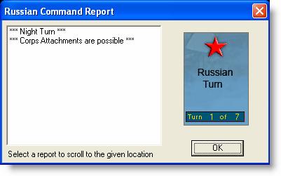 Click OK to get the game underway, you are now the Russian commander.
