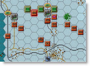 In this case, the unit will run into an unseen Hungarian unit blocking its path and will stop moving as shown here.