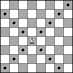Thus, at the second row, there are eight light pawns, at the seventh row, there are eight dark pawns.