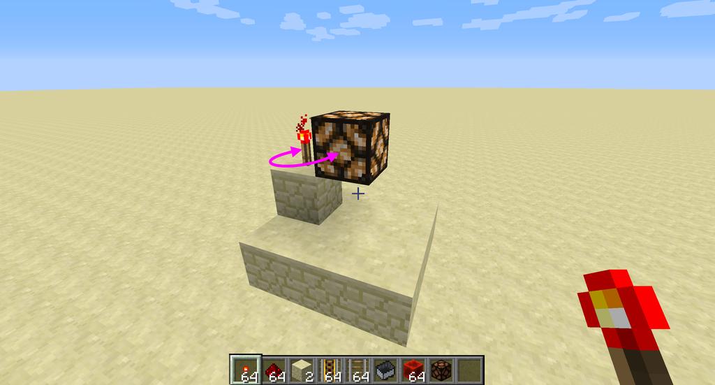 Actions 1. Place a block (of sandstone or anything else) on the ground 2. Place a lamp on top of the block 3. Destroy the block underneath the lamp 4.