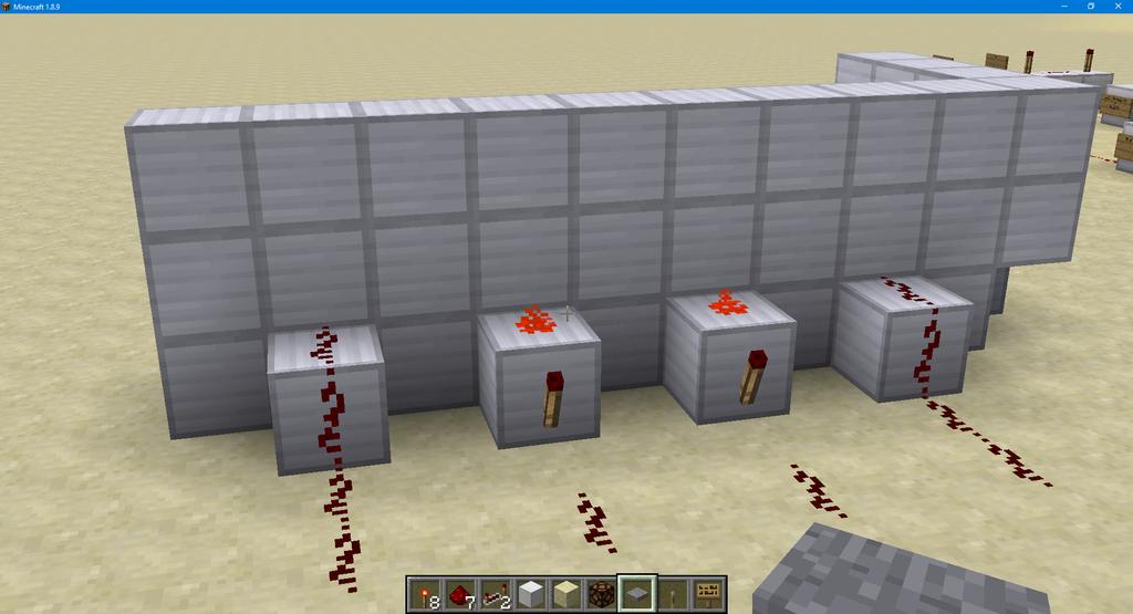 Behind the wall (stage 1) Actions 8. Place torches on any of the blocks which are behind levers that you want to be OFF in your lock code 9.