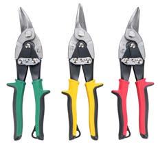 Cutting Tools Tin Snips with self opening, safety lock, hanging hole and soft two componet handles for comfortable cuttting.