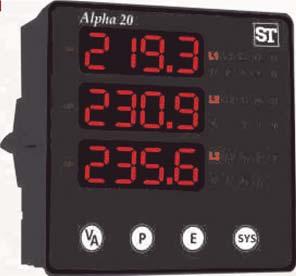 Alpha Series Features MODBUS (RS485) Communication (optional) Pulse/Limit Switch output (optional) 3 Line 4 Digits ultra bright LED Display (up to 9999) On site Programmable CT/PT Ratios User