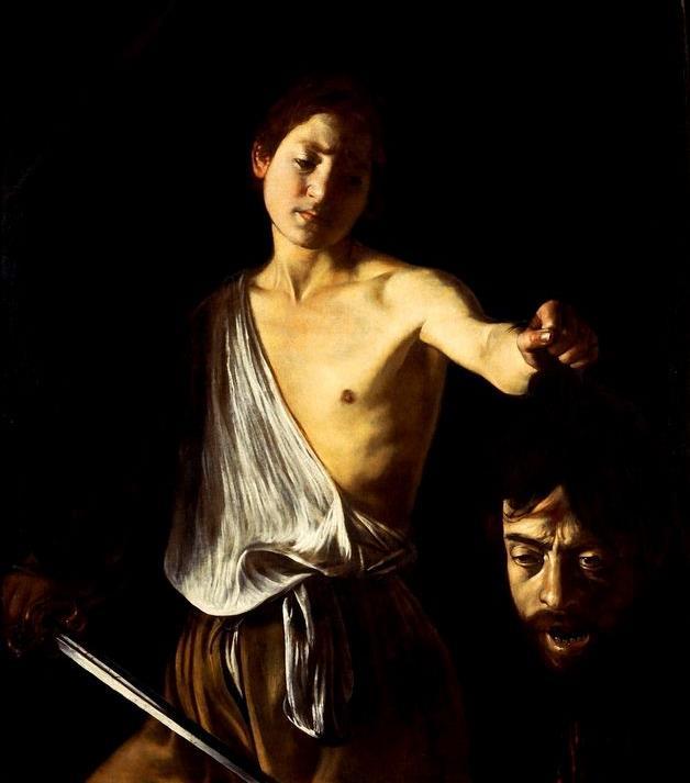 CARAVAGGIO David Holding the Head of Goliath, 1610 Extreme tenebrism This David does not look triumphant as they did in the Renaissance Looks unhappy, disgusted, guilty (reflective of Caravaggio s