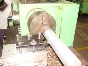 long V Block. Readings are recorded for the different portions of the workpiece for the different speed and feed the turning is done by considering the depth of cut 0.5 mm as constant.