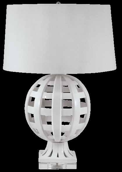 WHITE FINISH ON RESIN SIZE: 18 W 32 H SHADE: 18 W 11 H 271 CERAMIC BALL TABLE LAMP