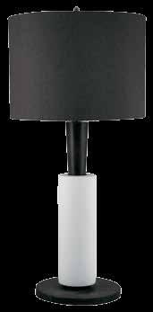 H 286 MODERN WOOD AND CERAMIC TABLE LAMP WHITE BISQUE CERAMIC, BLACK WOODTONE BLACK LINEN SHADE SIZE: 16 W 32 H SHADE: 16