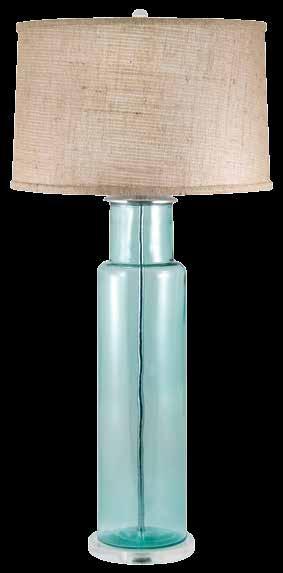 CYLINDER TABLE LAMP IN GREEN GREEN GLASS, ACRYLIC