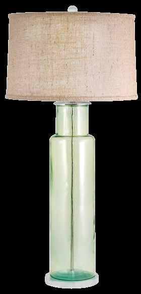 W 10 H 216B GLASS CYLINDER TABLE LAMP IN BLUE BLUE