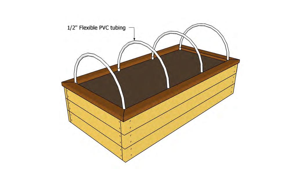 Installing the hoop frame supports Adding a cover to the plants will allow you to grow the plans even in the wintertime.